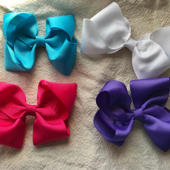 Other - 👛 4 NEW Girls Hair Bows Pink Blue Purple White